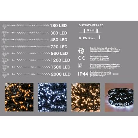 Serie Luci Natale 480 Led Luce Calda Giochi Luce Filo 26 mt Uso Esterno D1992