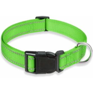 Collare per cani riflettente con chiusura regolabile in nylon di sicurezza per cani di taglia piccola e media, 1 pezzo (verde erba, grande) S1.5×40 cm 24 g)