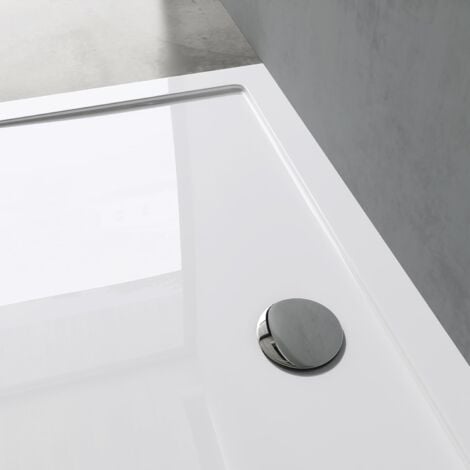 doporro Piatto Doccia Rettangolare in Acrilico Rinforzato, Ultra Slim 4 cm, Installazione da Appoggio o Filo Pavimento, Bianco Lucido 80x90 cm - Faro2