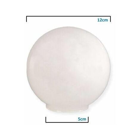 Paralume in vetro opalino a sfera 12cm bocca 5cm