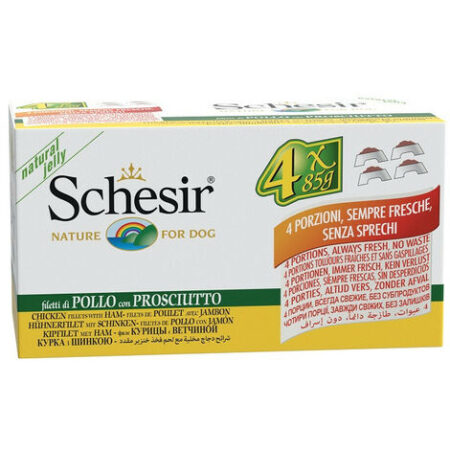 Schesir Multipack per Cane confezione da 4 pezzi x 85gr  Filetti di Pollo e Prosciutto
