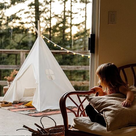 Tenda da gioco Teepee con tenda a ghirlanda Grande casa per tenda portatile per interni ed esterni in tela bianca indiana Teepee