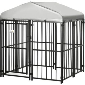 PawHut Kennel con Tettuccio per Cani Taglia Piccola e Media 122x122x138cm