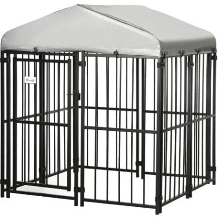 PawHut Kennel con Tettuccio per Cani Taglia Piccola e Media 122x122x138cm