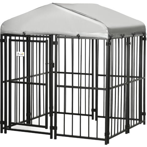 PawHut Kennel con Tettuccio per Cani Taglia Piccola e Media 122x122x138cm