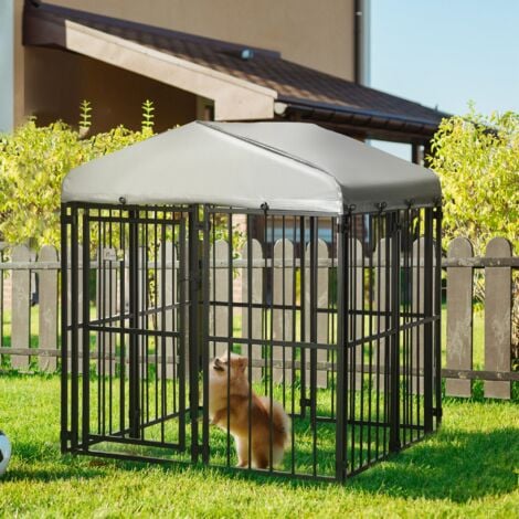 PawHut Kennel con Tettuccio per Cani Taglia Piccola e Media 122x122x138cm
