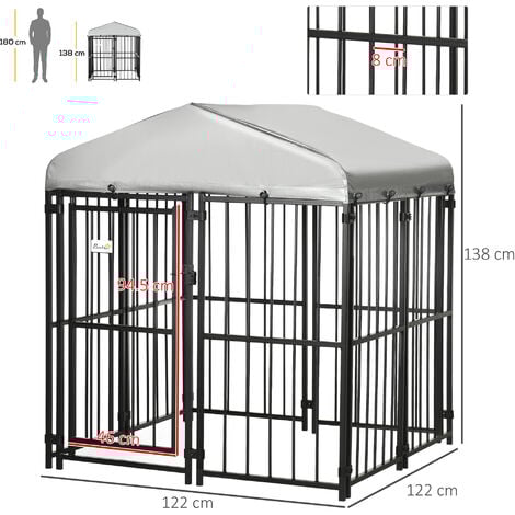 PawHut Kennel con Tettuccio per Cani Taglia Piccola e Media 122x122x138cm