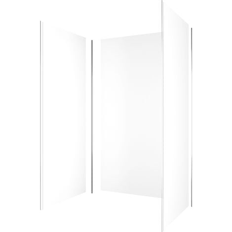 Set 3 Pannelli a parete in Alluminio Bianco 90/120/90 x 210 cm con Profili Cromati