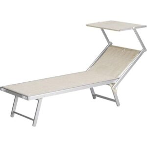 Garden Friend Lettino Deluxe in textilene 61x186x38h cm con tettuccio beige mélange