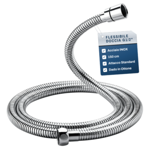 Flessibile Doccia in INOX, Tubo Doccia Universale | con Attacchi G1/2", Anti-Torsione, Anti-Piega e Anti-goccia (200 cm)