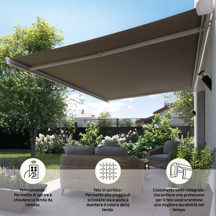 Tavolo da pranzo per giardino in acciaio con piano in vetro antracite per 6 persone 90x150cm