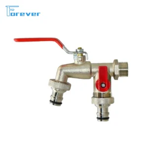 Rubinetto bibcock zama doppia uscita 1/2"x3/4"x3/4" lavatrice/giardino