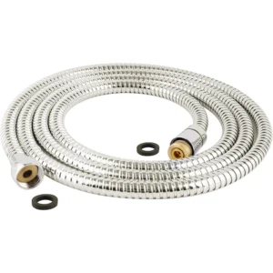 Flessibile doccia 1,5m inox cromato doppia aggraffatura ghiera ottone TOPWAY