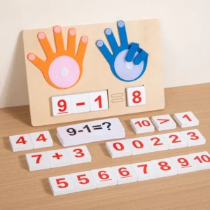 Numeri in legno Montessori con conta-dita, gioco di matematica per bambini