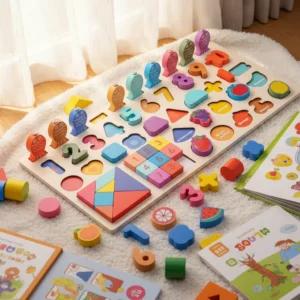 Tavola da pesca in legno con numeri, lettere e forme, gioco magnetico educativo 5-7 anni